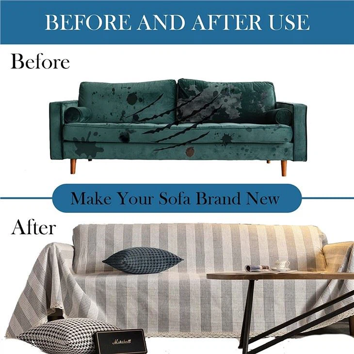 Gray White Striped Sofa Covers